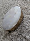 Vintage K k Mother Of Pearl W  Rhinestones Compact Powder W  Mirror Brass Oval