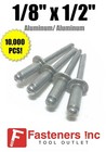  qty 10000  1 8  Dia  X 1 2  Grip Range Pop Rivets All Aluminium 4-8 Aba48