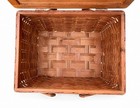 Vintage Wicker Sewing Basket Wood Handle Hinged Lid Storage Box Rustic