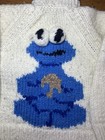 Vintage 70   s Toddler Baby Sweater Cookie Monster Hand Knit Usa Granny-core