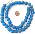 Made In Ghana Round Azure Bluehandmade Recycled Glass African Trade Beads-ghana