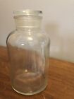 Vintage Clear Glass Pharmacy Apothecary Bottle W Ground Glass Stopper 7  Tall