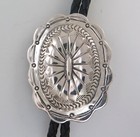 Sterling Silver Intricate Southwestern Domed Concho Style Bolo Tie