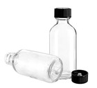30 Pack 2 Oz Small Clear Glass Bottles Boston Round Sample Bottles With Black P