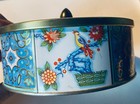 Vtg Daher Design Asian Florals   Birds Lidded Tin Box Made In England 2 5x7 In