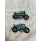 Vintage Diecast Toy Motorcycle Lot Of 2 Teal Blue Number 7 Cafe Racer Style
