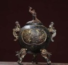 Signed Old Chinese Bronze Incense Burner W phoenix N2855