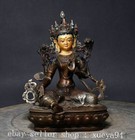 7 8  Old China Tibetan Buddhism Temple Bronze Gilt Green Tara Bodhisattva Statue