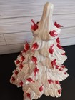 Vtg Nowell  White Ceramic Christmas Tree W Red Dove Lights bulbs 14  No Base