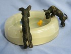 Bronze Skye Silky Papillon Yorkshire Terrier Austria Dog Tray Figurine