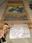 Vintage Asian Wall  Art Lotus Flowers  Fish Chinese Japanese Scroll Print