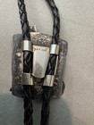Vintage Kit Carson Sterling Silver Bolo Tie Howling Wolf Coyote Cactus Western
