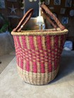 Large Hand Woven Basket market Bag Made In Ghana  Vintage