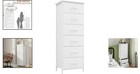 Somdot White Tall Night Stand For Bedroomtall 5 Drawers Dresser Vertical