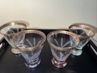 Bombay Poland 24kt Gold Rim Wheat Etched Multicolor Base Cocktail Glass Set Of 4