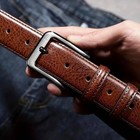 Men   s Genuine Leather Dress Belts 2 Pack Black Brown Casual Formal Waist Belt