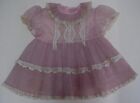 Vintage Girls Pink Sheer Dress Pleats Lace Toddler Child Needs Work
