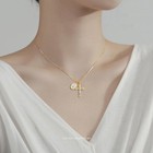 Gold Plated Sterling Silver Crucifix Cross And Miraculous Medal Pendant Neckl   