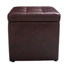 Storage Ottoman Cube Dark Brown Pu Leather Tufted 16  Pouffe Box Lounge Seat