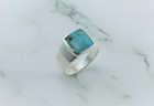 Large Genuine Turquoise Ring 925 Sterling Silver Ring Signet Mens Ring Mens Gift
