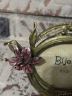 Bijou Metal Enameled   Genuine Crystals Picture Frame Floral   3    X 3   