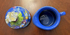 Mackenzie Childs Blue Flower Market Enamel Creamer   Covered Sugar Bowl