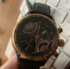 Technoluxury By Timex Tx T3c178 Flyback Black Dial Rose  Men s Leather Dual Time