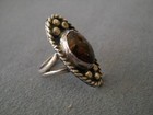 Vintage Southwestern Native American Navajo Fire Agate Sterling Silver Rope Ring