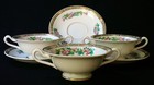1906-1930 antique 6 lenox bouillon Cup  saucer indian Tree greek Key green Stamp