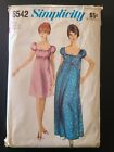Rare Vtg 1960s Simplicity 6542 Sew Pattern Night Dress Grecian Gown Size 16 36 