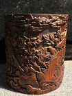 Chinese Natural Bamboo Hand-carved Exquisite Flowers birds Brush Pots 22349
