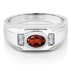Men s 925 Sterling Silver Garnet And White Created Sapphire Ring  1 56 Cttw 