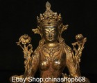 8 4  Old Tibetan Bronze Gilt Buddhism Green Tara Enlightenment Goddess Statue
