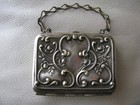 Antique Chatelaine Art Nouveau Deco Silver Floral Dance Card Case Purse Wallet