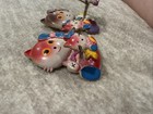 Vtg 60s Orange Mama Cat 2 Hanging Kittens Refrigerator Magnet Korea Lot Of 2