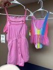 Epic Threads Girls Size 6 Pink multicolor Striped One Piece Swimsuit And Cover