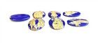6 Vintage Glass Cobalt Blue Gold Grecian Roman Assorted 25x18mm Oval Cameos L508