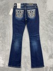 Miss Me Mid Rise Bootcut Jeans Womens 29x34 Blue Dark Wash Stretch Embellished