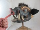 A Rare Balinese Painted Wooden Carved Theatre Mask Of A Wild Boar  C1950 s