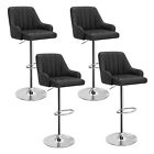 Set Of 4  Bar Stools Swivel Adjustable Counter Kitchen Leather Back Pub Chairs