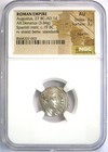 Augustus Ar Denarius Silver Octavian Roman Coin 19 Bc - Certified Ngc Au