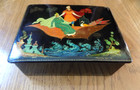 Palekh Russian Ussr Vintage Lacquer Jewelry Hand Painted Box 5  X 4  1976
