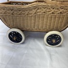 Vintage Wicker Doll Pram Carriage Buggy Stroller Woven Rattan