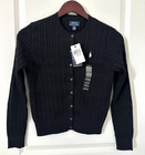 Polo Ralph Lauren Girl   s Cotton Cable Knit Cardigan Black Size L  12-14  Nwt