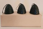 Vintage Set Of 3 Japanese Cast Iron Black Green Pinecone Wind Chime Bells Japan