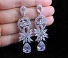 Sexy Floral Cz Cubic Zirconia Silver Chandelier Dangle Earrings Earring Cz1909
