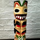 Vintage Hand-carved Wooden Northwest Coast Totem Pole Signed By Frank Williams