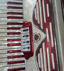 Italian Brunati Accordion 1950s Italy Pearlized Red   White With Case- Stunning 