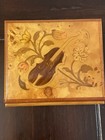 Vintage Reuge Swiss Music Jewelry Box Inlaid Wood Violin Design 4 5   read