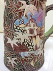 Antique Nippon Raised Moriage Handpainted Tandark  Maple Leaf Mark Village Scene